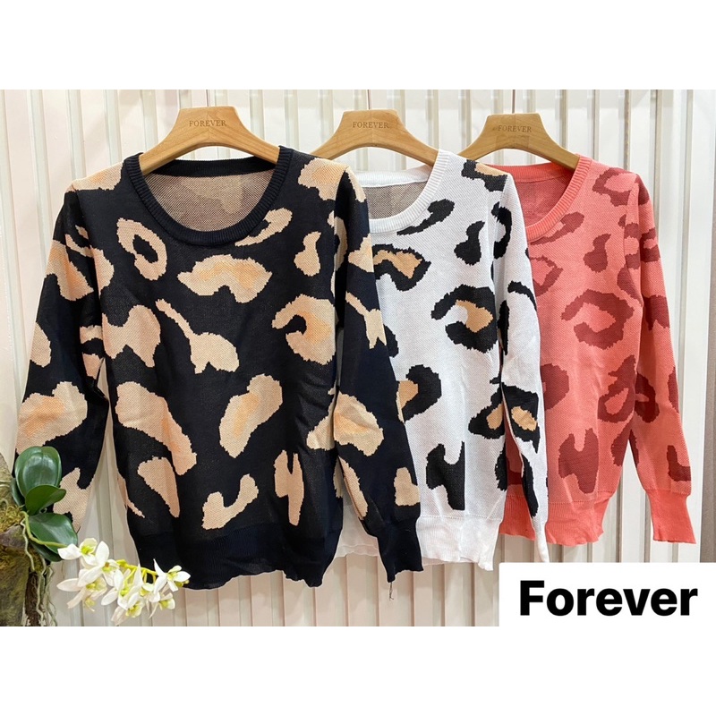 🧡LADY DAKA SHOP🧡 เสื้อกันหนาวไหมพรม ลายวัว