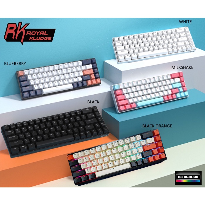 คีย์บอร์ด ไร้สาย Royal Kludge RK68 RGB Hotswap USB HUB คีย์บอร์ดเกมมิ่งคีย์ไทย ไร้สายบลูทูธและมีสาย 