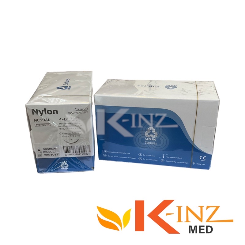 ไหมเย็บแผล Nylon ไหมไนลอน ยี่ห้อ UNIK (24ซอง/กล่อง)