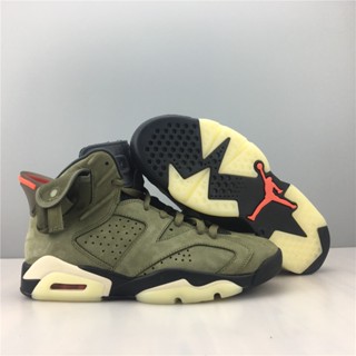 Jo6s Travis Scott x Air Jordan 6 รองเท้าบาสเก็ตบอล สีแดง ดํา CN1084-200