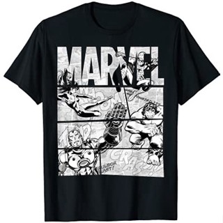 ◇♙KL Marvel Avengers Retro Black and White Comic Graphic T-Shirt Cotton clothes Oversized tshirt fo_04