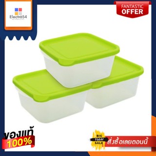 กล่องอาหารทรงเหลี่ยม Chef Box MICRON WARE รุ่น JCP-6052 ความจุ 850 มล. (แพ็ค 3 ใบ) สีเขียวSquare Food Box Chef Box MICRO