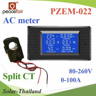 PZEM-022 AC มิเตอร์ดิจิตอล 100A 80-260V โวลท์ แอมป์ วัตต์ พลังงานไฟฟ้า Coil Split CT รุ่น PZEM-022-SP