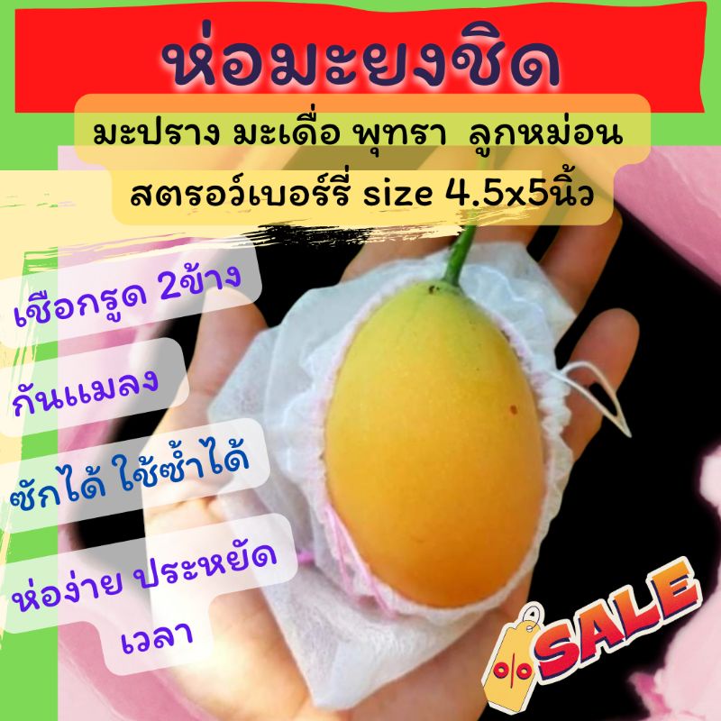 ถุงห่อผลไม้กันแมลง ชุด20ใบ ถุงห่อมะยงชิด พุทรา มะปราง มะเดื่อ สตอเบอรี่