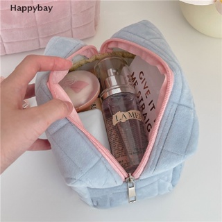 &lt;Happybay&gt; กระเป๋าเครื่องสําอาง แต่งขนเฟอร์ มีซิป ขนาดใหญ่ สีพื้น สําหรับผู้หญิง