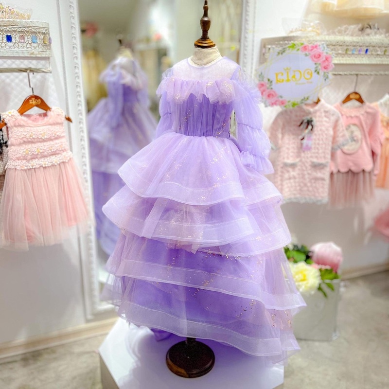 ชุดราตรีเด็ก ชุดออกงานเด็ก สีม่วง สวยอลังการ  ส่งต่อ มือสอง** Kido princess kids Kidoprincesskids