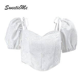 Sweeticme ใหม่ เสื้อยืดลําลอง แขนสั้น เข้ารูป สีพื้น แฟชั่นสําหรับสตรี 2023