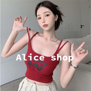 Alice  สินค้ามาใหม่ เสื้อครอปแฟชัน เกาหลี น่ารัก เซ็กซี่ เสื้อครอปแขนสั้น 2023  Unique รุ่นใหม่ ins ทันสมัย A20K04J 36Z230909