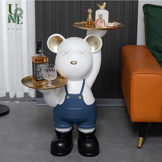 ตุ๊กตาหมีของตกแต่งบ้าน รูปปั้นเรซินน้องหมีถาดคู่ งานเกรดพรีเมียม ของขวัญขึ้นบ้านใหม่ ของแต่งห้องนั่งเล่น