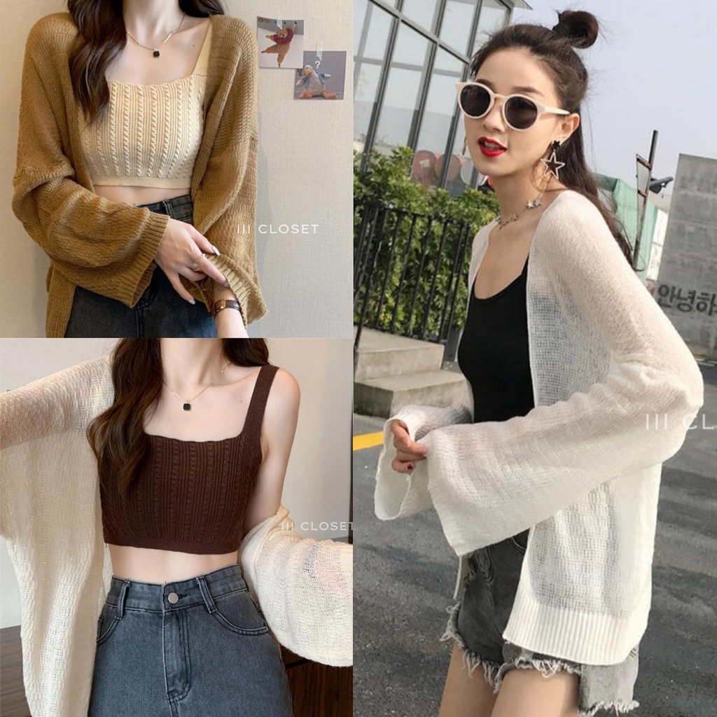 เสื้อคลุม III Freesize III BA044 แขนยาว ทรงหลวมๆ สไตล์เกาหลี ผ้าทอ เนื้อผ้าบางเบา ไม่ร้อน