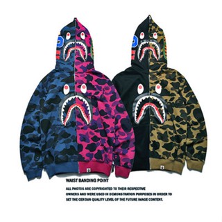 2023 APE BAPE เสื้อคลุมมีฮู้ด แขนยาว สำหรับผู้หญิงและผู้ชาย Bape เสื้อโค้ท มีฮู้ด ผ้าฝ้าย พิมพ์ลาย มีซิป แฟชั่น สําหรับผู้ชายและผู้หญิง