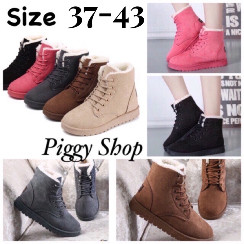 พร้อมส่ง sz. 37-43 รองเท้าบูทกันหนาวบุขน กันหิมะ