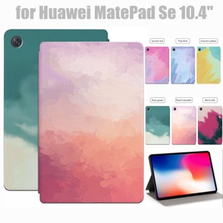 Huawei Matepad SE 2022 AGS5-W09 AGS5-L09 Watercolor Case 10.4 Tablet Cover PU Leather Case with Stand Function Flip Tablet Case