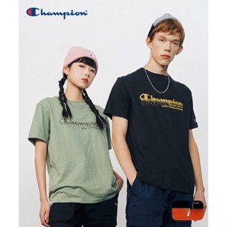 Champion ใหม่ เสื้อยืดแขนสั้น คอกลม พิมพ์ลาย ทรงหลวม แฟชั่นสําหรับผู้ชาย และคู่รัก