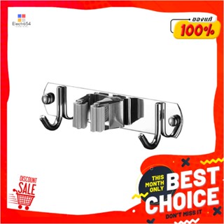 WALL-MOUNTED ที่แขวนไม้ม็อปติดผนัง PLIM TITAN 1คลิป 2ตะขอ สีเทาWALL-MOUNTED MOP HOLDER PLIM TITAN 1 POSITION 2 HOOKS GR