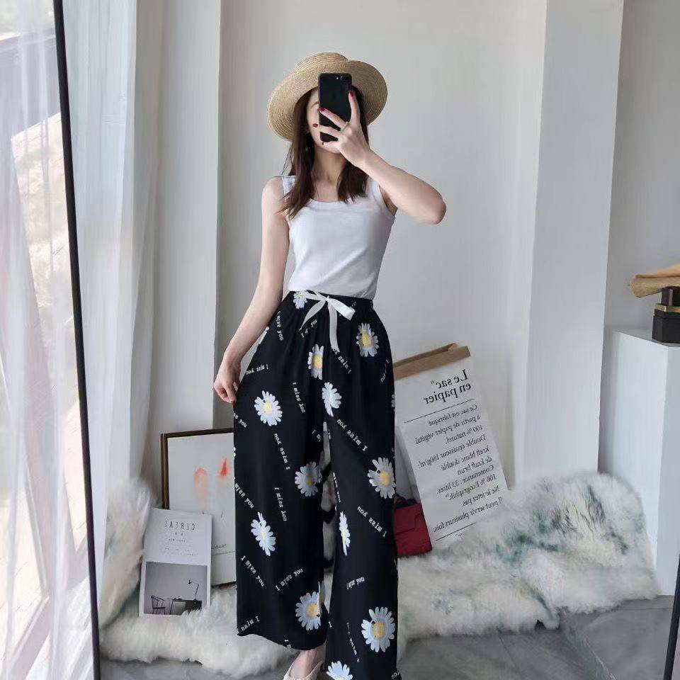 🌸ลายเยอะ 50 ลาย กางเกงขายาวผ้านิ่ม🌸 สไตล์เกาหลี ทรงบานพิมพ์ลายสวย ใส่สบายๆ กางเกงใส่นอน กางเกงลายดอก 🌸#B2 - รูปที่ 7