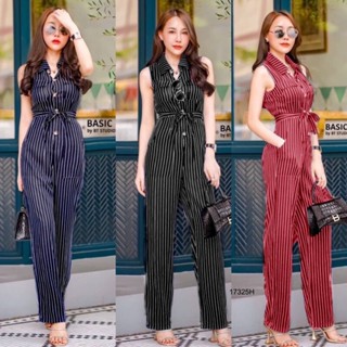 CC 17325 Jumpsuit ขายาว จั้มสูทแขนกุด จั้มสูททำงาน ชุดทำงาน ใส่เที่ยว (ฟรีไซส์ M อก 32-36 เอว 26-30 สพ36-40 ยาว54)