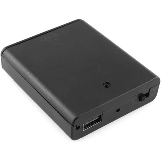 รางถ่าน AA 4 ก้อน มีฝาปิดและสวิตช์ พร้อมช่องต่อ USB