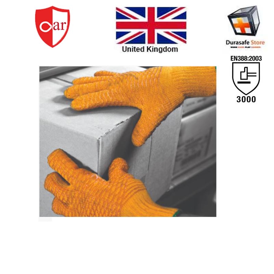 [Durasafe] ถุงมือนิรภัย PVC Crisscross EN388 ได้รับการอนุมัติ ขนาด 10