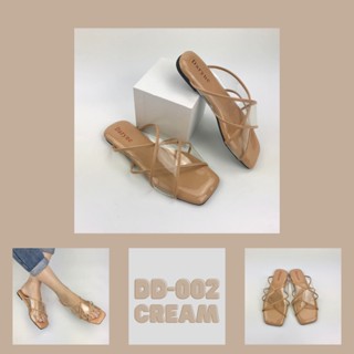 DD-002 (สีน้ำเงิน/ครีม/ขาว) รองเท้าแตะแบบสวม หน้าพลาสติก สายไขว้