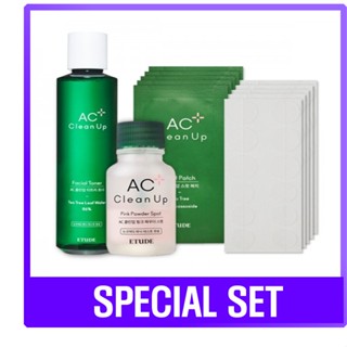 [ETUDE HOUSE] AC Clean Up Set (Facial Fluid, Toner, Cleansing Foam, Powder Spot, Powder Mask)