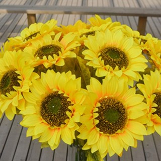 【AG】1Pc Home Garden Fence Decoration Fake Flower Vivid Big Artificial Sunflower