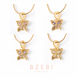 BZEBI สร้อยคอแฟชั่นผู้หญิง จี้ผีเสื้อ เพชร necklace ผู้หญิง สไตล์เกาหลี 18k เครื่องประดับ สําหรับผู้หญิง 1117n