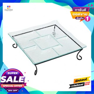 Compartment ถาดเสิร์ฟแบ่ง 5 ช่องพร้อมขาตั้ง Kasse Home รุ่น 6462 ขนาด 32.5 X 32.5 ซม. สีใส5 Compartment Serving Tray Wit