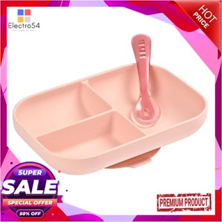 3 ชุดจานเด็กซิลิโคน 3 ช่อง BEABA สีชมพู 2ชิ้น/ชุด3 COMPARTMENT SILICONE PLATE SET BEABA PINK 2PCS/SET