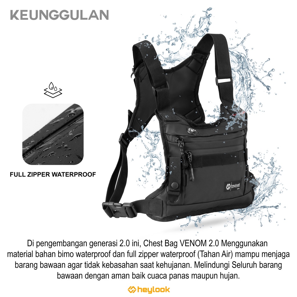 Heylook Official - กระเป๋าคาดหน้าอก Venom 2.0 กระเป๋าคาดหน้าอก Tactical Rig Bag Outdoor Waterproof