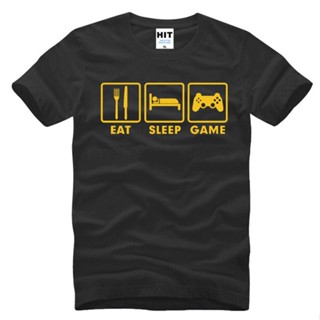 T-Shirtเสื้อยืดแขนสั้น พิมพ์ลายตลก Eat Sleep Game Xbox Gamer 03 คลาสิก สีดํา สําหรับผู้ชาย AAdnen49LHmhjc60 S-5XL