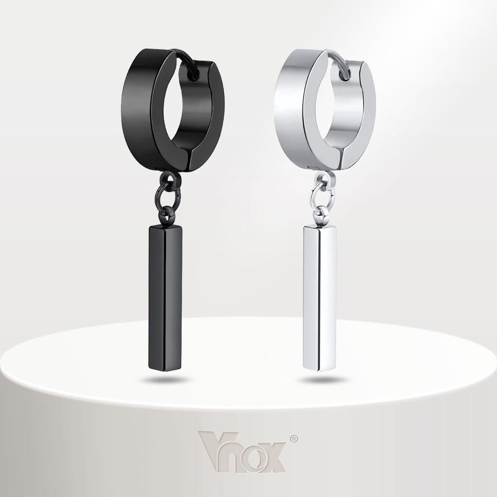 Vnox ต่างหูห่วง สเตนเลส ทรงเรขาคณิต สไตล์พังก์ ใช้แล้วไม่แพ้ เครื่องประดับแฟชั่น สําหรับผู้ชาย