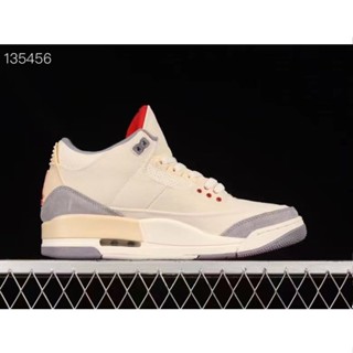 Y0sa ลอต 100% LJR � World top Quality 3Air Jordan 3 Muslin AJ3 Joe 3 รองเท้าบาสเก็ตบอล สีเทา สําหรับผู้ชาย ไซซ์ us7-13 #