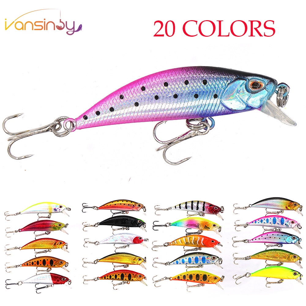 เหยื่อตกปลาพลาสติก 3D 35 สี 5 กรัม 5 ซม. พร้อมตะขอ 2 ชิ้น
