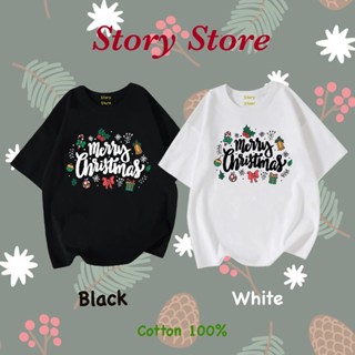 [S-5XL]ผ้าฝ้าย 100% เสื้อยืด ลาย Christmas Day