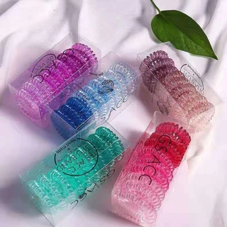 ยางรัดผมเกลียว เชือกสาวไล่โทนสีแบบไม่มีรอยต่อผมสีผม Tie สูงยืดหยุ่นหัวเชือกขนมยางสีวงอุปกรณ์ผม
