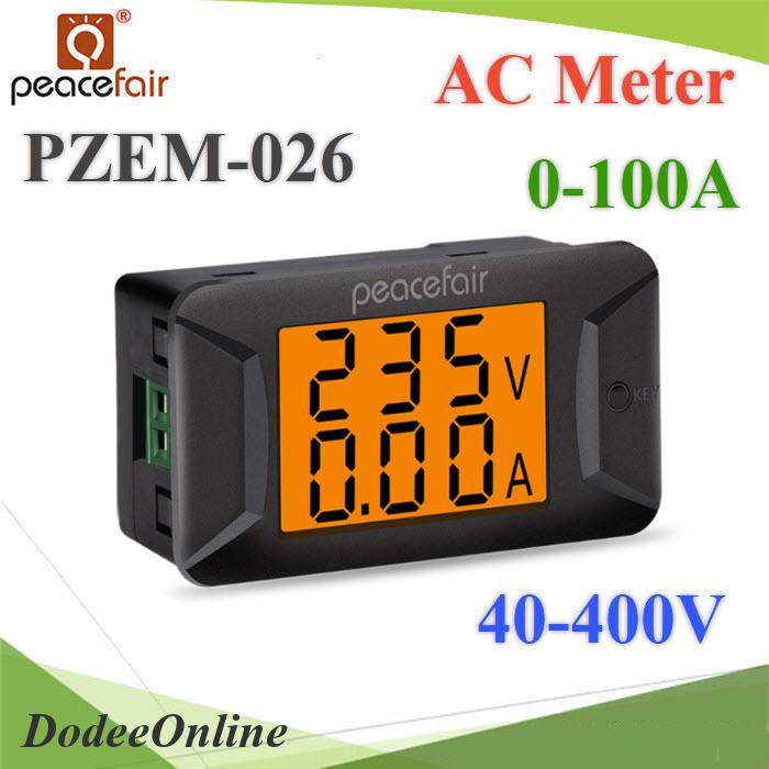 .PZEM-026 AC มิเตอร์ดิจิตอล 0-100A 40-400V แสดง โวลท์ แอมป์ วัตต์ และพลังงานไฟฟ้า มี CT ในตัว รุ่น P