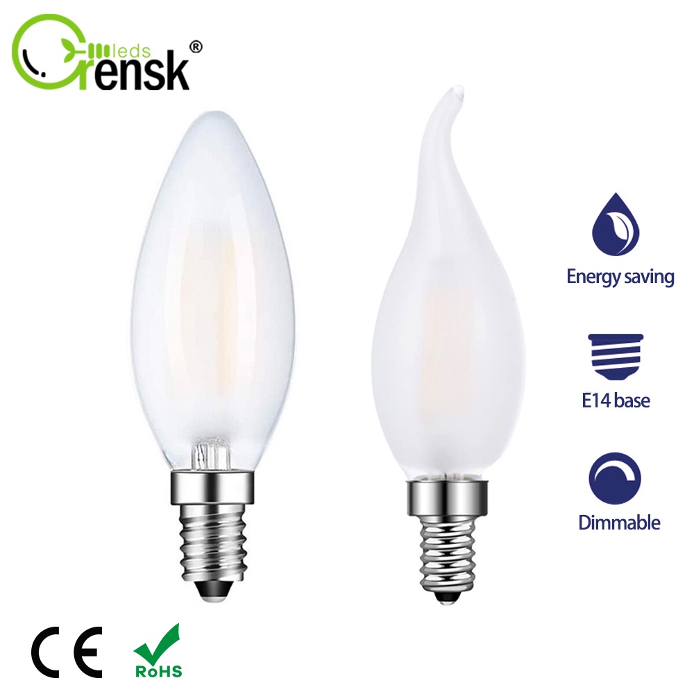 หลอดไฟเอดิสัน LED E14 4W 6W C35 หรี่แสงได้ 2700K สีขาวอบอุ่น สไตล์วินเทจ สําหรับตกแต่งบ้าน