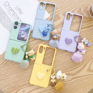 เคสโทรศัพท์มือถือ แบบแข็ง ป้องกันกระแทก แต่งจี้ตุ๊กตาหัวใจ สําหรับ Oppo Find N2