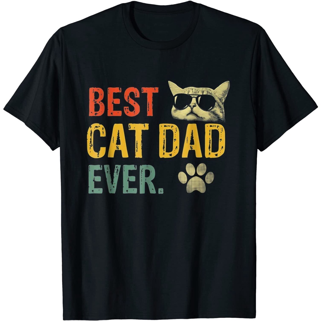 NEW LIMITED Vintage Best Cat Dad Ever T-Shirt Cat Daddy T-Shirt