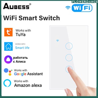 [Fast Ship] Smart Touch Wifi Switch 100-250V/10A Wall Switch Smart Life/tuya App Timing Voice Remote Control Timer ทำงานร่วมกับ Alexa Google Flowerdance