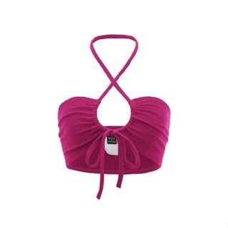SHEIN ICON เสื้อครอป คล้องคอ เปลือยหลัง ทรงไขว้ มัดด้านหน้า