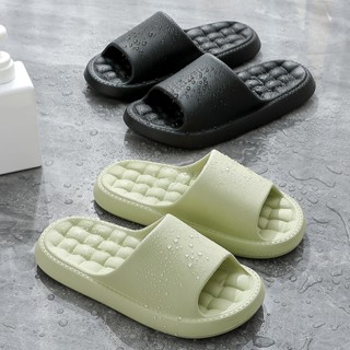 Amolun Simple รองเท้าแตะรองเท้าแตะผู้หญิงหนาในร่มโรงแรมกันลื่นรองเท้าแตะผู้ชาย (L0404)