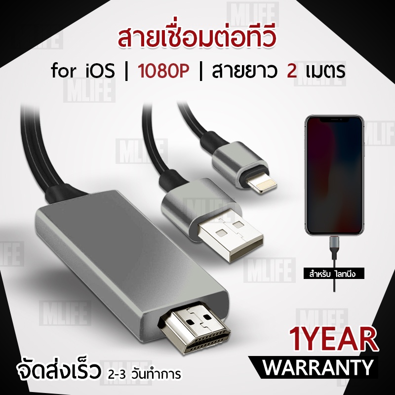 รับประกัน 1 ปี - หัวชาร์จ สำหรับ iPhone HDTV HDMI  To HDMI TV เชื่อมต่อ กับทีวี สำหรับ ไอโฟน ไอแพด C
