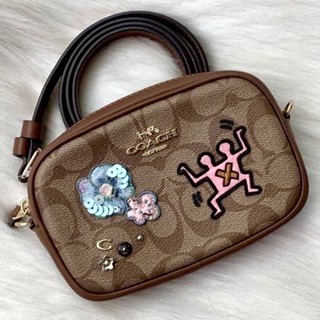 🥰👜กระเป๋าคาดอก /สะพายได้ น่ารักมากก NEW COACH KEITH HARING CONVERTIBLE BELT BAG IN SIGNATURE CANVAS WITH PATCHES