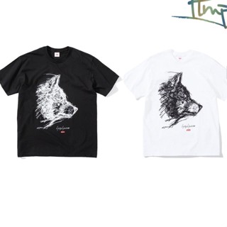 เสื้อยืดแขนสั้น พิมพ์ลายหมาป่า Supre Yohji Yamamoto Scribble สําหรับผู้ชาย