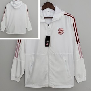 เสื้อแจ็กเก็ต เสื้อฟุตบอล Bayern Munich สีขาว มีกระเป๋า คุณภาพดี สําหรับผู้ชาย 2022