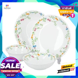 Tableware ชุดจานชามโอปอ Vines Flora Kassa Home รุ่น 4K0771L1 (ชุด 4 ชิ้น) สีเขียว - ขาวopal Tableware Set Vines Flora  H