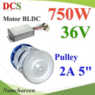 ..มอเตอร์บลัสเลส DC 36V 750W ติดตั้งมู่เล่ย์ 5 นิ้ว 2 ร่อง A พร้อมกล่องคอนโทรล BLDC Motor รุ่น BLDC-750W