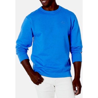 *CHAMPION mens powerblend fleece - เสื้อกันหนาว แขนยาว คอกลม สีฟ้า